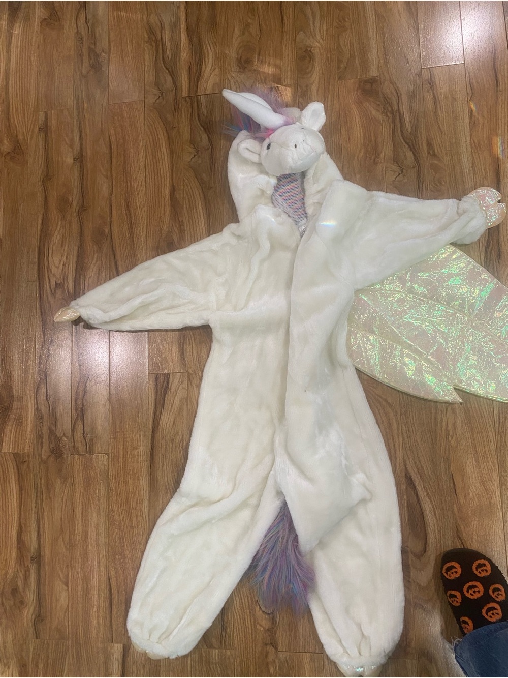 White Unicorn Kids Costume with Iridescent Wings